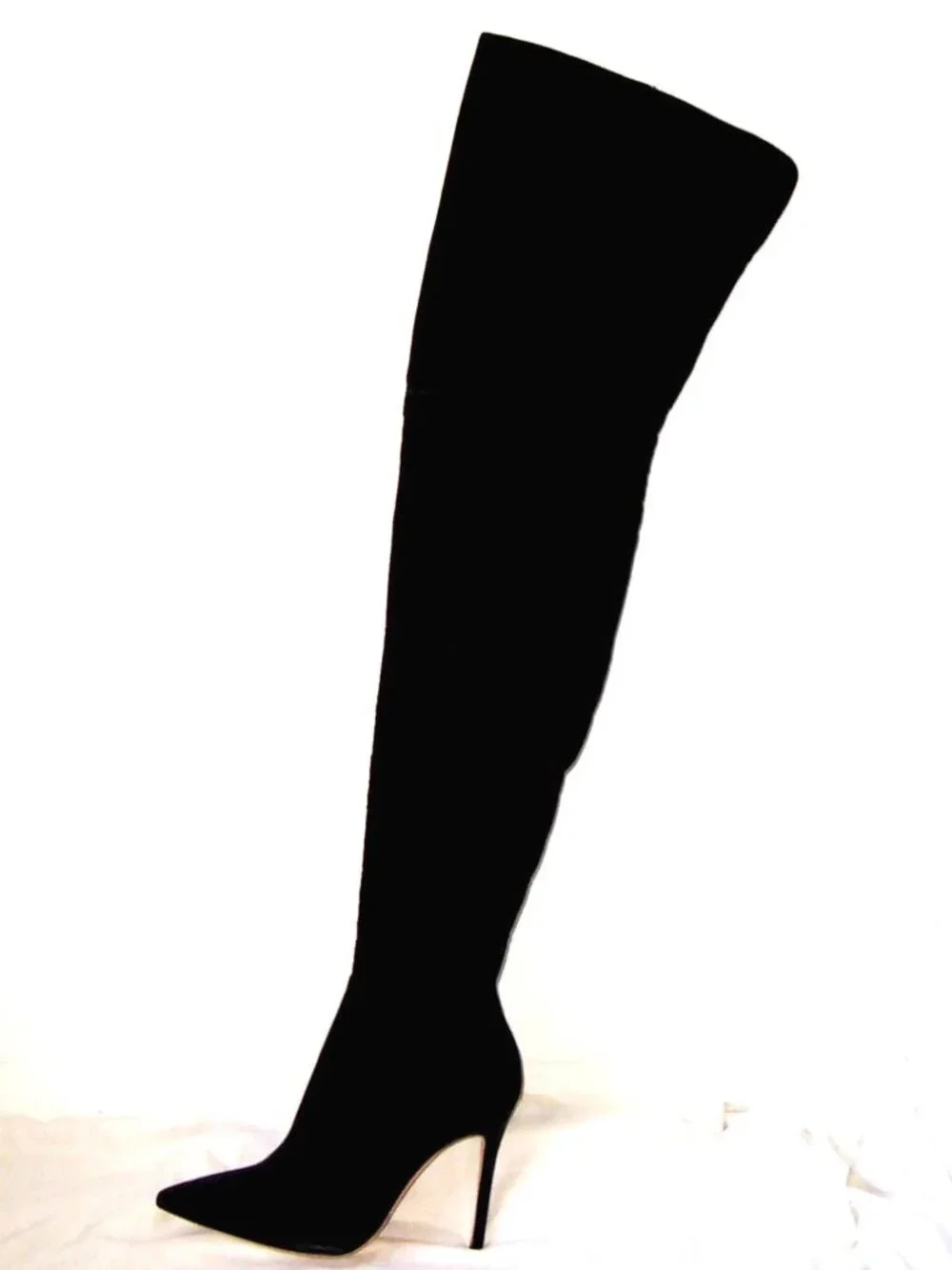 Gianvito Rossi Black Suede Leather Over the Knee Heeled Pull On Boots 41